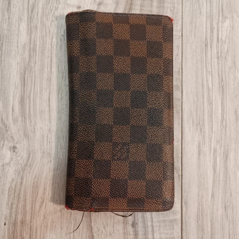 Authentic Louis Vuitton Damier Ebene Brazza Long Wallet